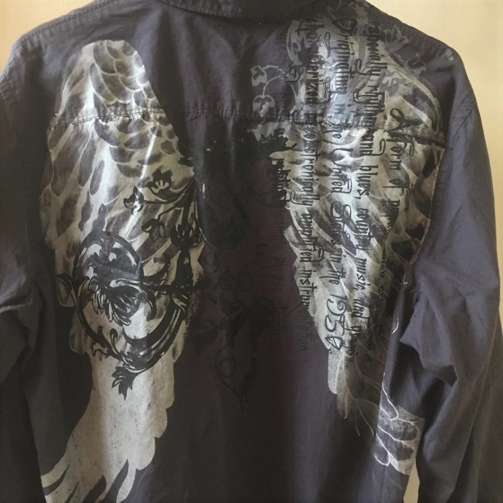 APT. 9 Rock and Roll Wings Black Shirt Large - Picture 2 of 7